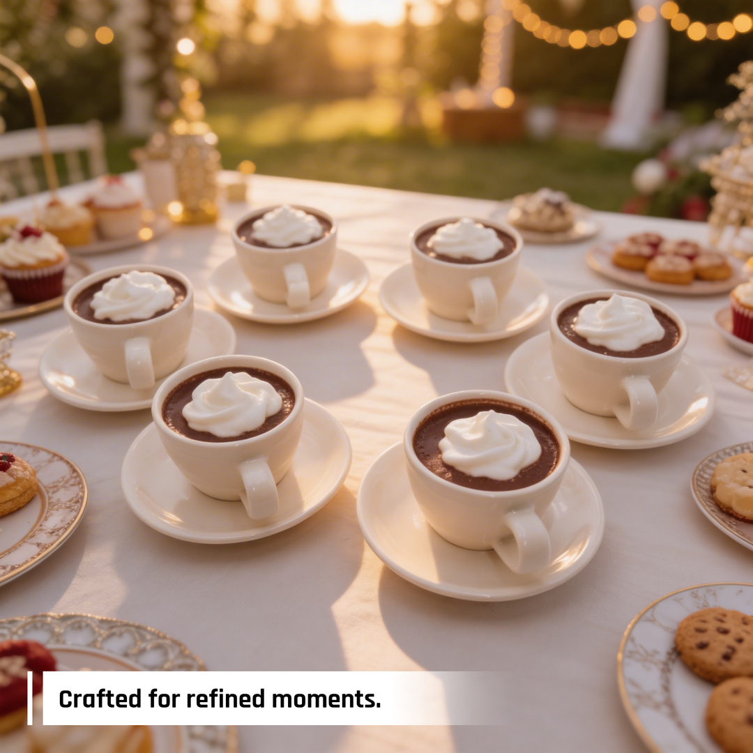 ACME 250ml Ceramic Cup & Saucer Set Classic White Coffee & Teacup with Matching Saucer Glossy Ceramic Espresso Cappuccino Mug Microwave & Dishwasher Safe for Home & Office