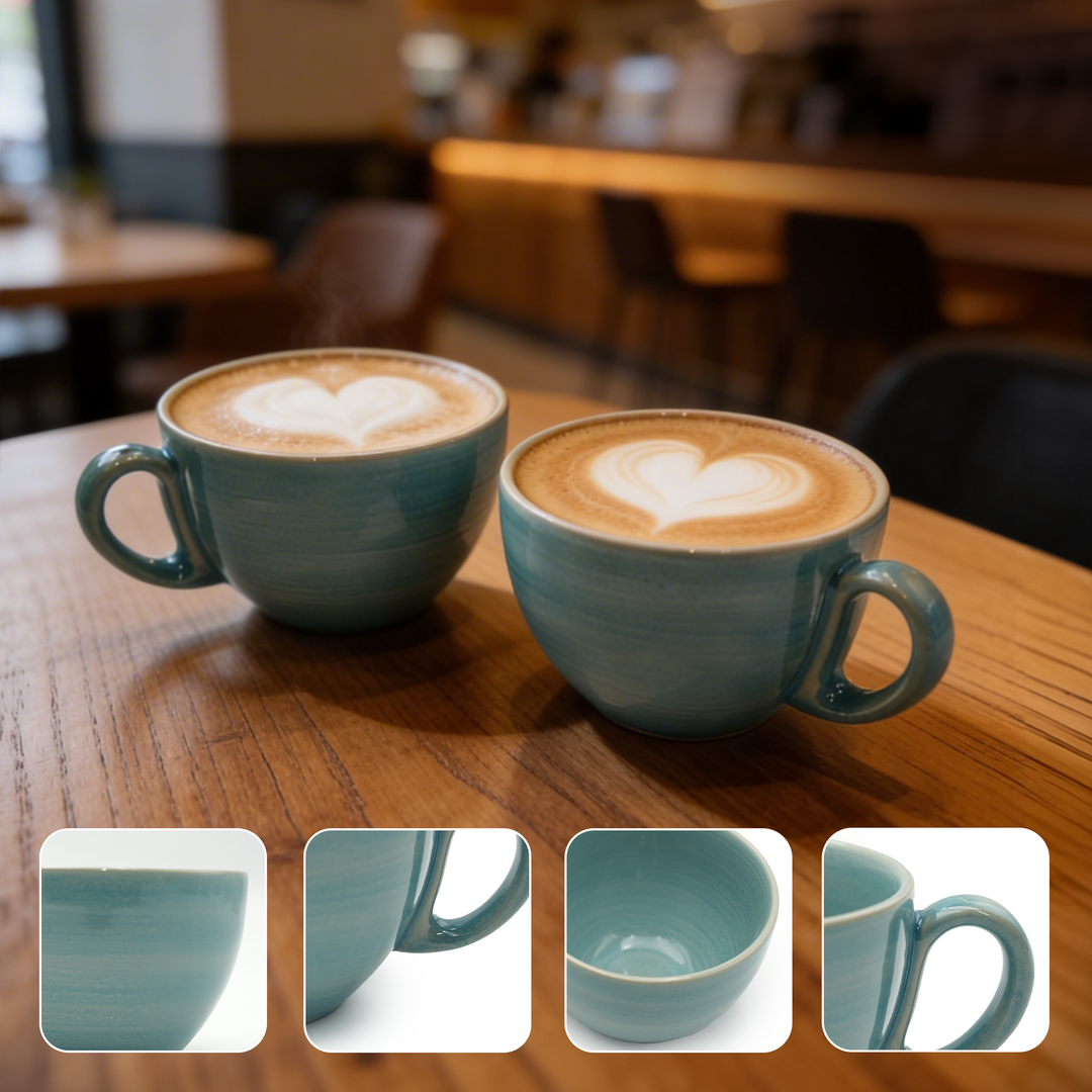 RAK Blue Sapphire Ceramic Coffee Teacup 280ml Microwave & Dishwasher Safe Blue Porcelain Style Mug Cups for Home Office Café Hotel