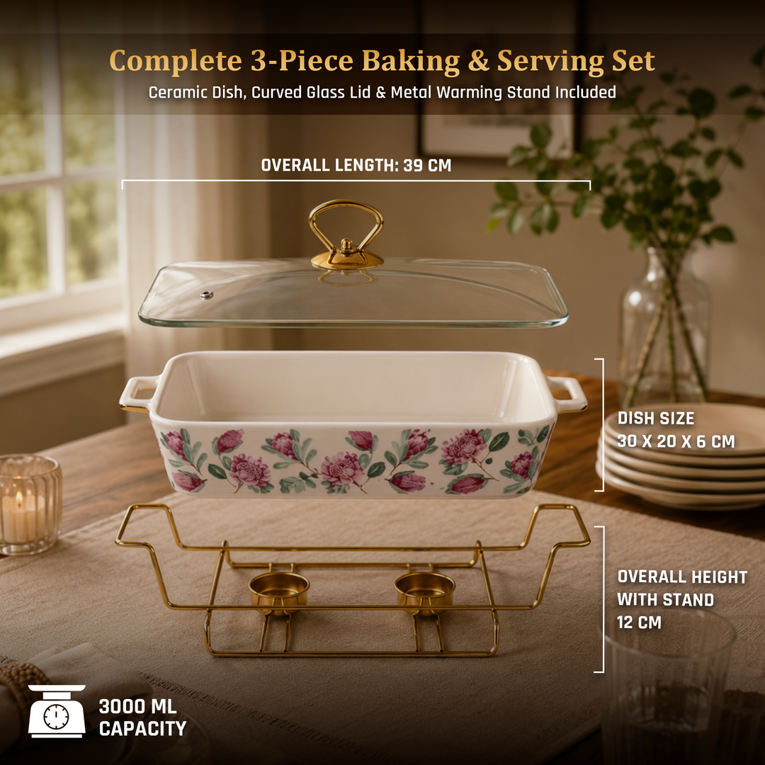 Ceramic Baking Tray with Candle Holder Premium Porcelain Serving and Oven Dish Heat Resistant White Platter for Baking Serving Decor Party and Dining
