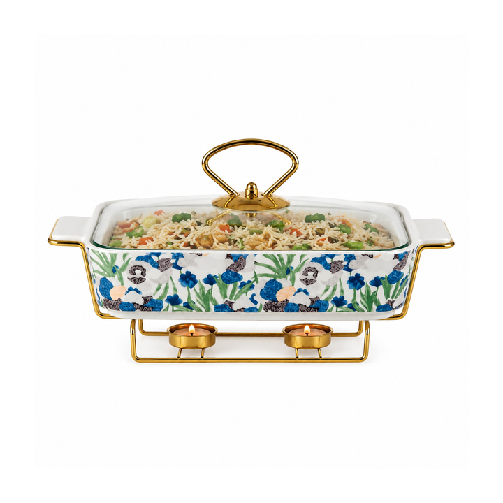 Ceramic Baking Tray with Candle Holder Premium Porcelain Serving and Oven Dish Heat Resistant White Platter for Baking Serving Decor Party and Dining