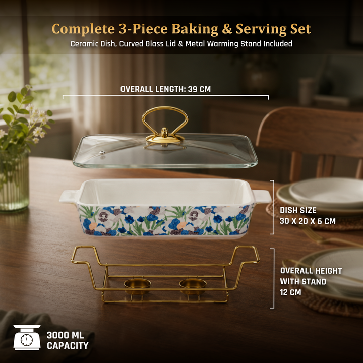Ceramic Baking Tray with Candle Holder Premium Porcelain Serving and Oven Dish Heat Resistant White Platter for Baking Serving Decor Party and Dining