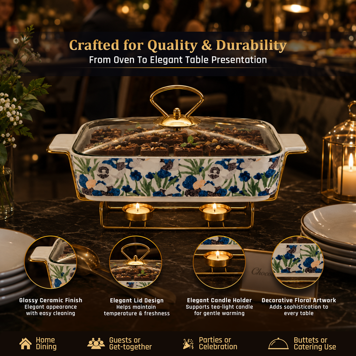 Ceramic Baking Tray with Candle Holder Premium Porcelain Serving and Oven Dish Heat Resistant White Platter for Baking Serving Decor Party and Dining