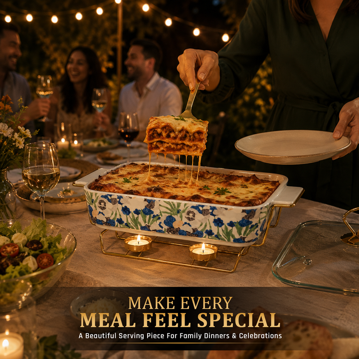 Ceramic Baking Tray with Candle Holder Premium Porcelain Serving and Oven Dish Heat Resistant White Platter for Baking Serving Decor Party and Dining