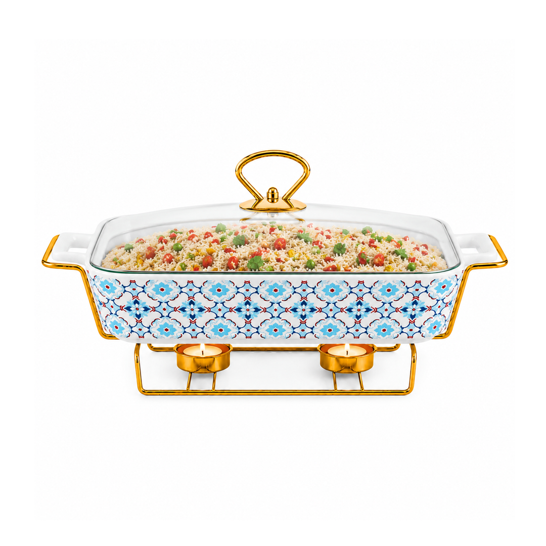 Ceramic Baking Tray with Candle Holder Premium Porcelain Serving and Oven Dish Heat Resistant White Platter for Baking Serving Decor Party and Dining