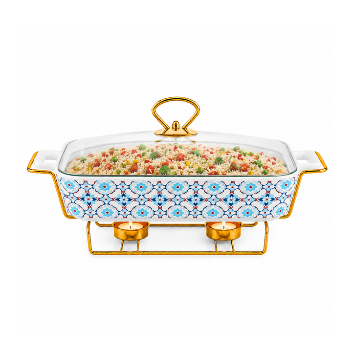 Ceramic Baking Tray with Candle Holder Premium Porcelain Serving and Oven Dish Heat Resistant White Platter for Baking Serving Decor Party and Dining