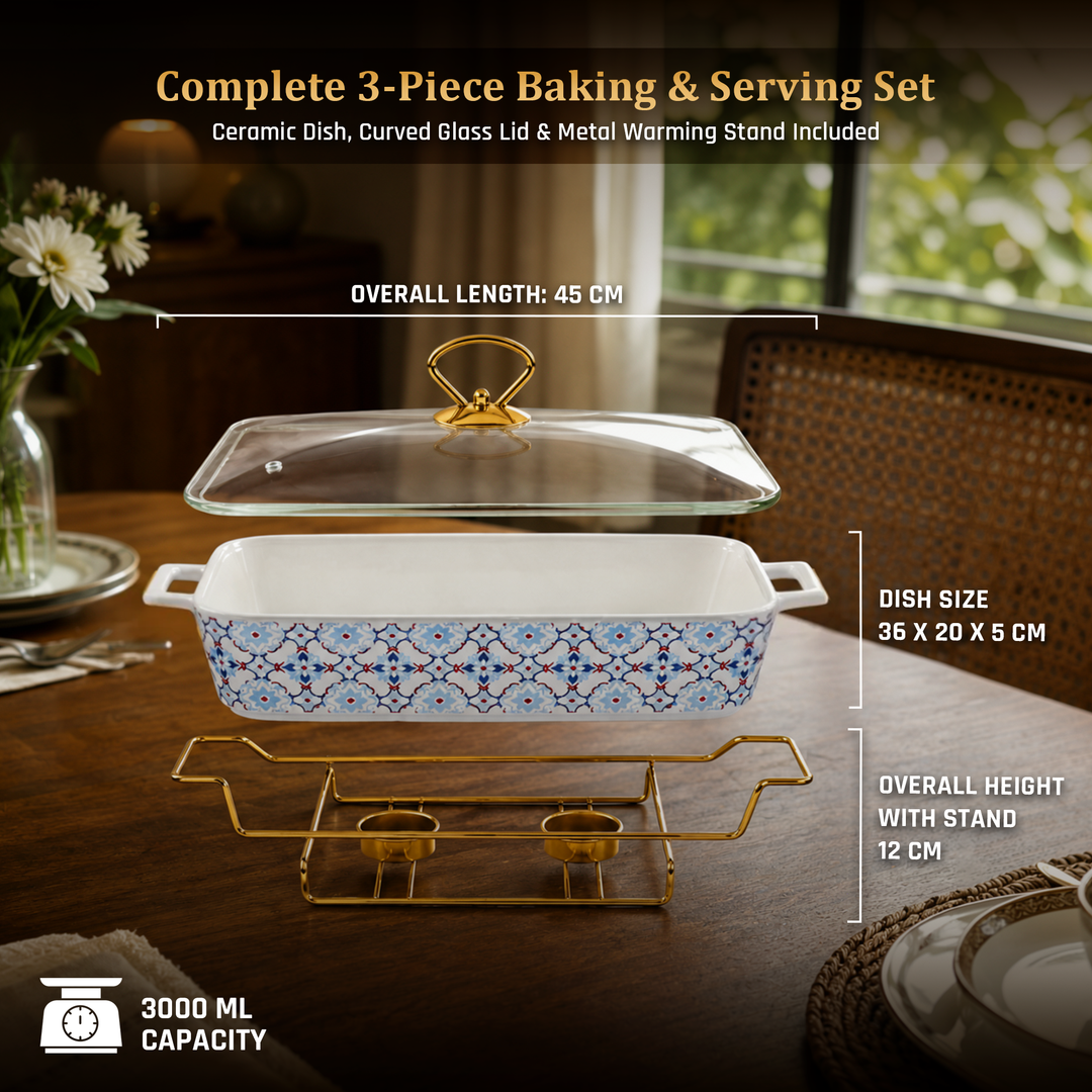 Ceramic Baking Tray with Candle Holder Premium Porcelain Serving and Oven Dish Heat Resistant White Platter for Baking Serving Decor Party and Dining