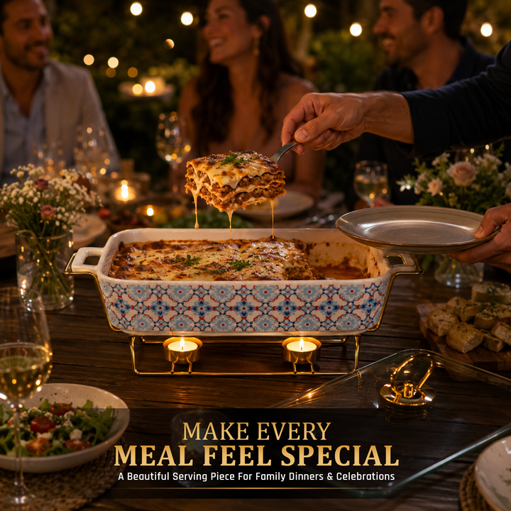 Ceramic Baking Tray with Candle Holder Premium Porcelain Serving and Oven Dish Heat Resistant White Platter for Baking Serving Decor Party and Dining