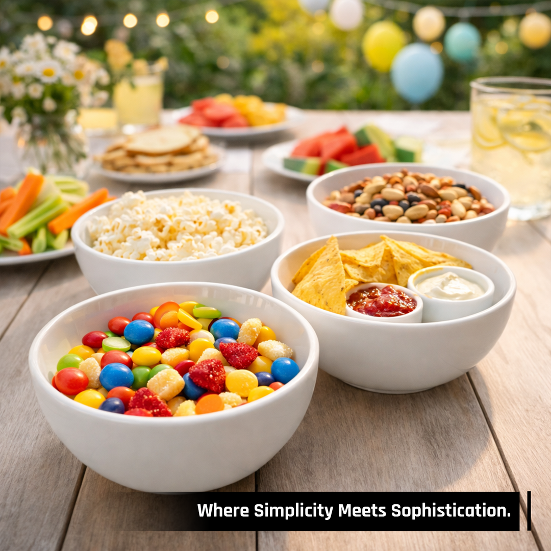Luminarc White 4 PCS Ceramic Dinner Set  Soup Plate 22cm Dinner Plate 24cm Dessert Plate 19cm Bowl 9.5cm Tableware Set for Home & Restaurant