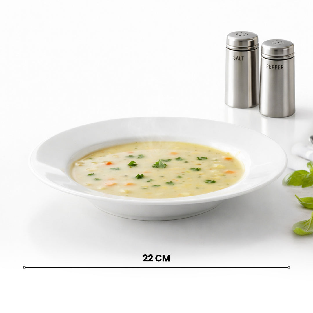 Luminarc White 4 PCS Ceramic Dinner Set  Soup Plate 22cm Dinner Plate 24cm Dessert Plate 19cm Bowl 9.5cm Tableware Set for Home & Restaurant