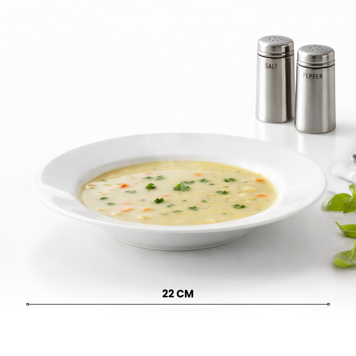 Luminarc White 4 PCS Ceramic Dinner Set  Soup Plate 22cm Dinner Plate 24cm Dessert Plate 19cm Bowl 9.5cm Tableware Set for Home & Restaurant
