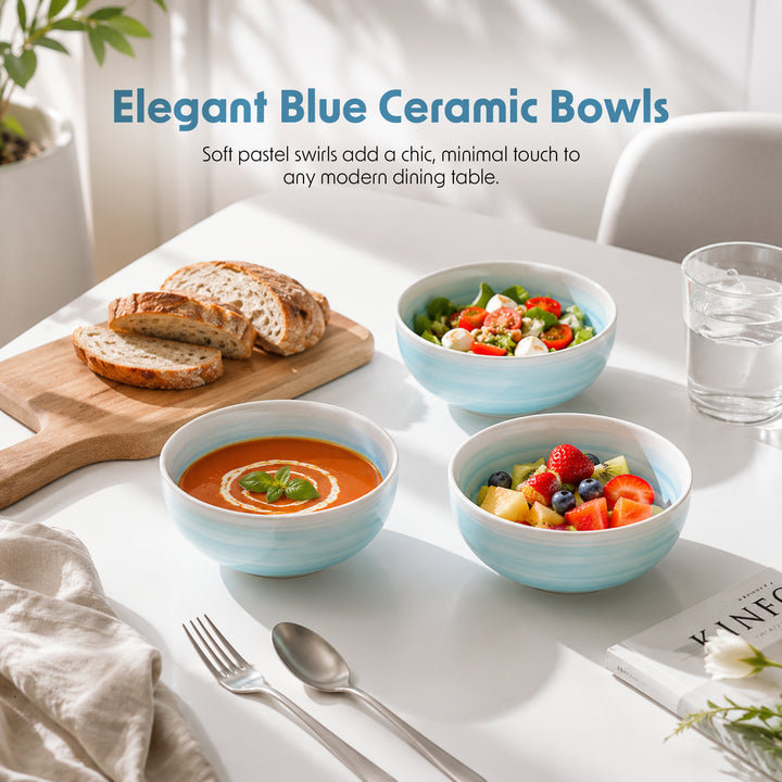 Ceramic Bowl 6 Piece Set Microwave Dishwasher Safe Serving Bowls for Soup Rice Cereal Salad Snacks Dessert Kitchen Dining and Restaurant Use