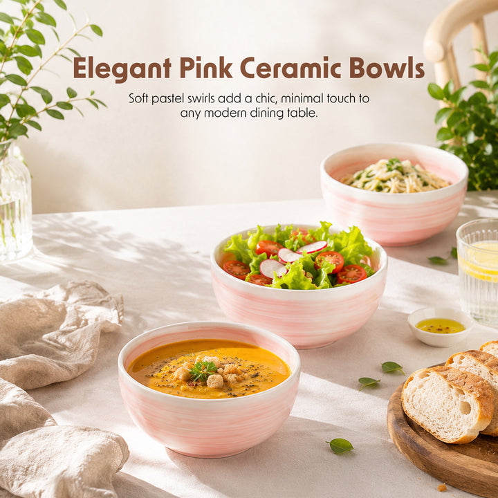 Ceramic Bowl 6 Piece Set Microwave Dishwasher Safe Serving Bowls for Soup Rice Cereal Salad Snacks Dessert Kitchen Dining and Restaurant Use