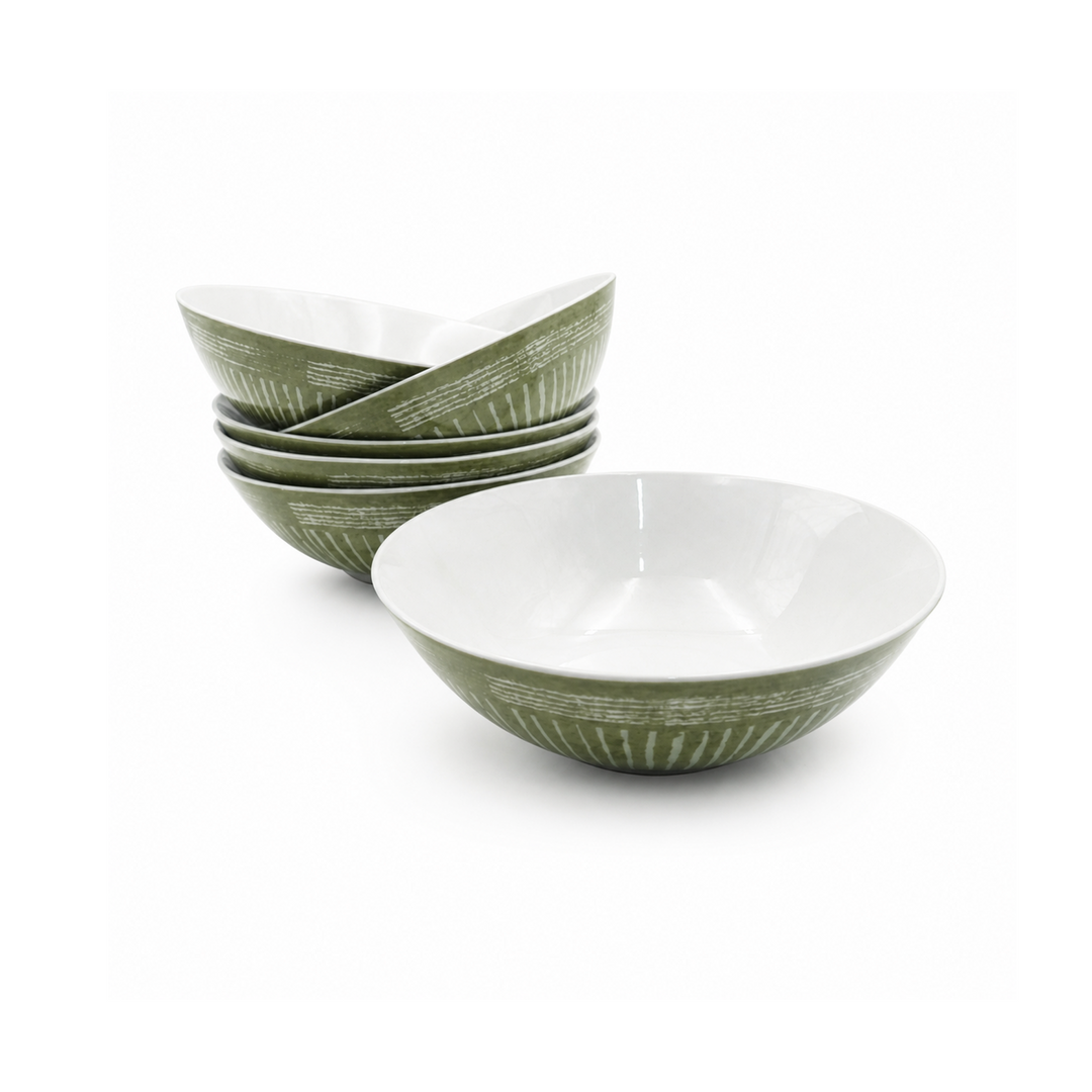 24Pc Ceramic Dinner Set Service for 6 Includes Dinner Plates Dessert Plates Bowls Mugs Durable Green Light Weight Microwave Safe For Everyday Use Special Occasions &Gifting