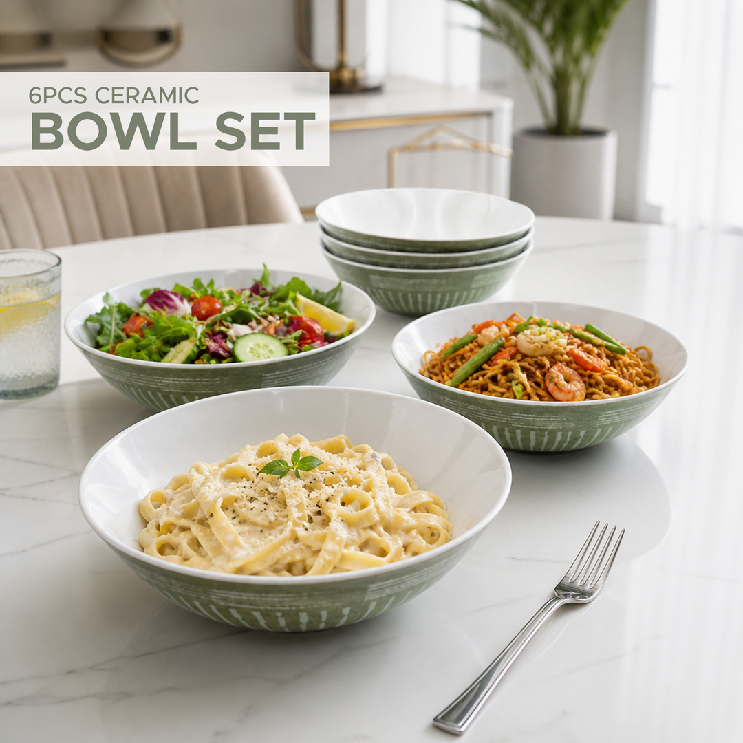 24Pc Ceramic Dinner Set Service for 6 Includes Dinner Plates Dessert Plates Bowls Mugs Durable Green Light Weight Microwave Safe For Everyday Use Special Occasions &Gifting