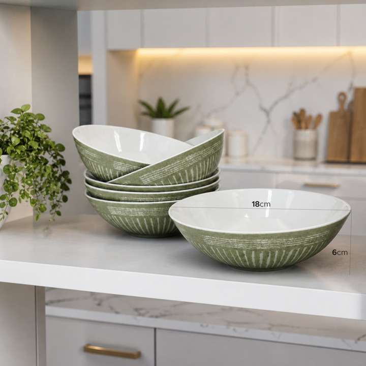24Pc Ceramic Dinner Set Service for 6 Includes Dinner Plates Dessert Plates Bowls Mugs Durable Green Light Weight Microwave Safe For Everyday Use Special Occasions &Gifting