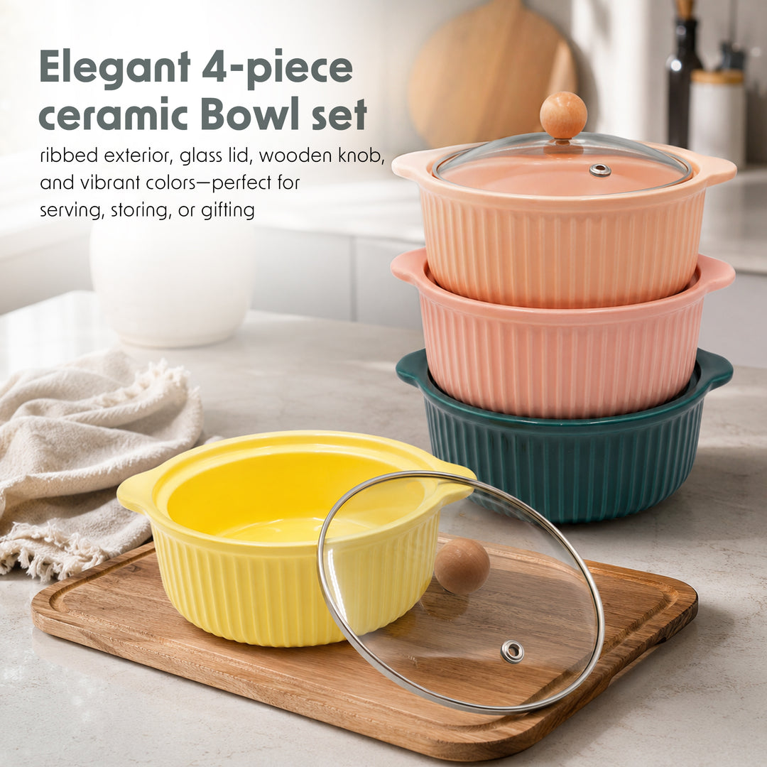 Ceramic Bowl Set Premium Porcelain Storage and Serving Bowls Microwave and Dishwasher Safe Soup Rice Snack Cereal Meal Prep Bowls Modern Kitchen Food Container Set