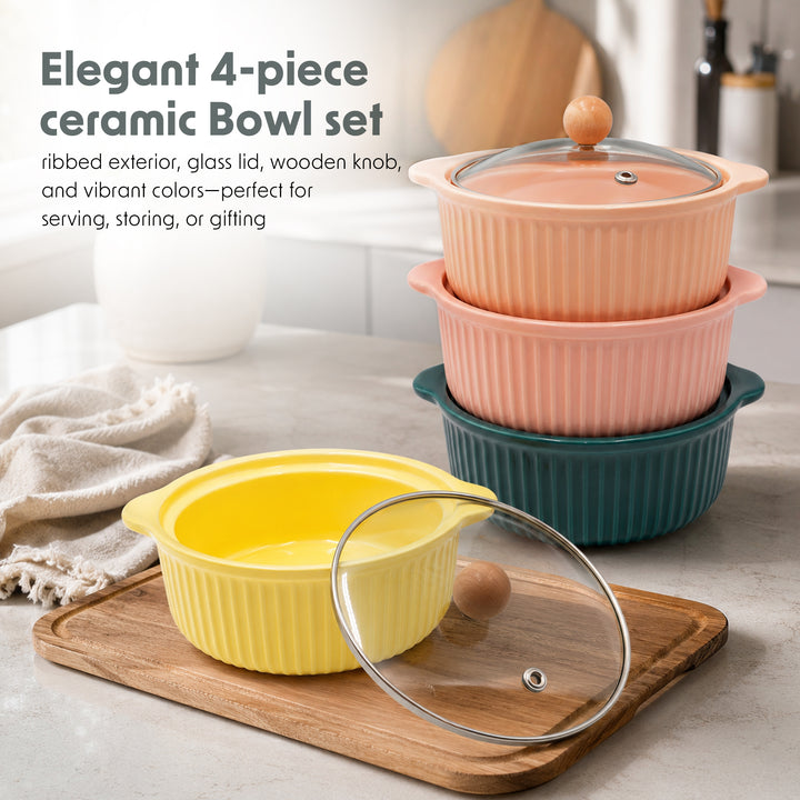 Ceramic Bowl Set Premium Porcelain Storage and Serving Bowls Microwave and Dishwasher Safe Soup Rice Snack Cereal Meal Prep Bowls Modern Kitchen Food Container Set