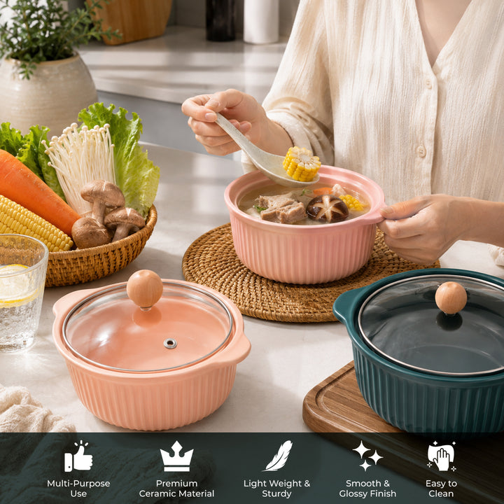 Ceramic Bowl Set Premium Porcelain Storage and Serving Bowls Microwave and Dishwasher Safe Soup Rice Snack Cereal Meal Prep Bowls Modern Kitchen Food Container Set