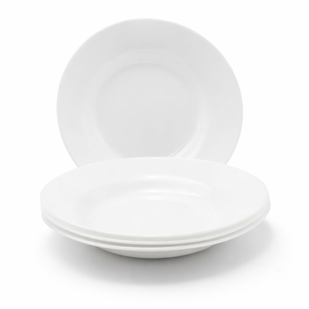 Luminarc White 4 PCS Ceramic Dinner Set  Soup Plate 22cm Dinner Plate 24cm Dessert Plate 19cm Bowl 9.5cm Tableware Set for Home & Restaurant