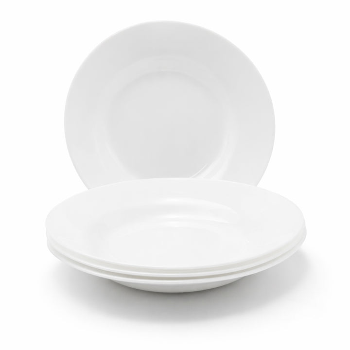 Luminarc White 4 PCS Ceramic Dinner Set  Soup Plate 22cm Dinner Plate 24cm Dessert Plate 19cm Bowl 9.5cm Tableware Set for Home & Restaurant