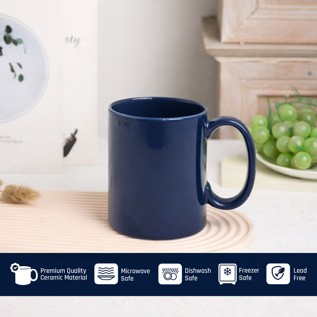 RAK Blue Ceramic Mug 330ml Modern Glossy Finish Durable Ceramic Coffee and Teacup Microwave and Dishwasher Safe for Home and Office Kitchen Use