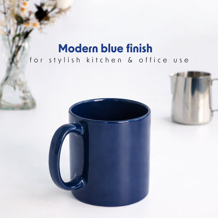 RAK Blue Ceramic Mug 330ml Modern Glossy Finish Durable Ceramic Coffee and Teacup Microwave and Dishwasher Safe for Home and Office Kitchen Use