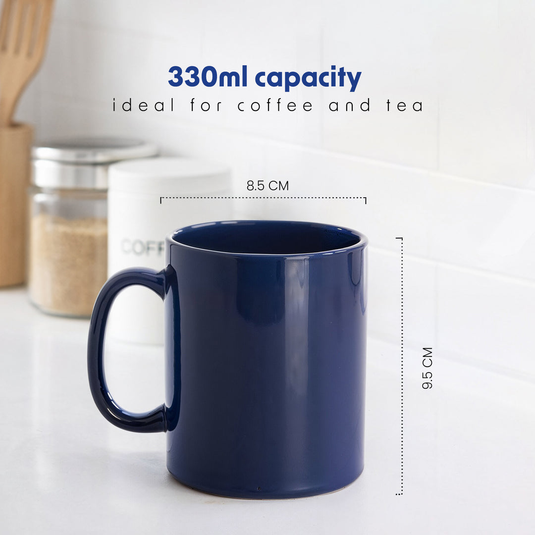 RAK Blue Ceramic Mug 330ml Modern Glossy Finish Durable Ceramic Coffee and Teacup Microwave and Dishwasher Safe for Home and Office Kitchen Use