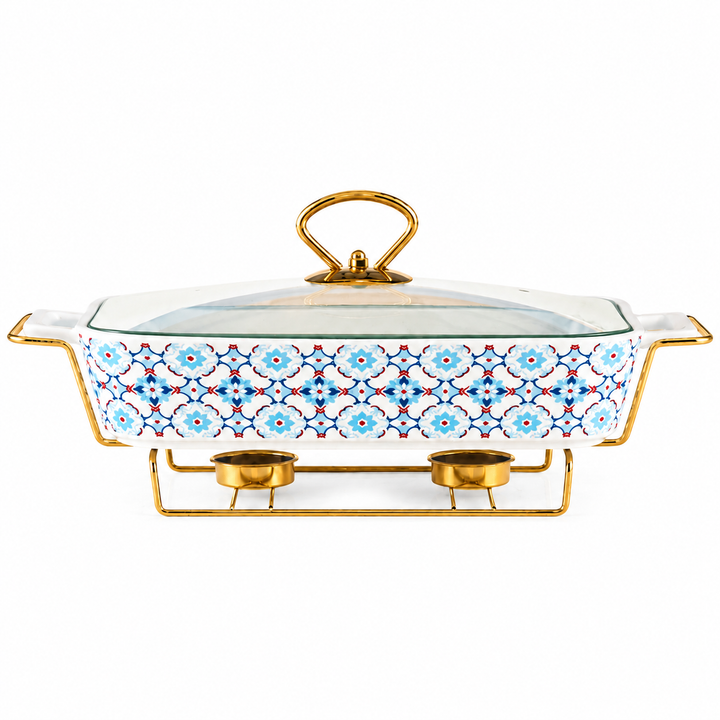 Ceramic Baking Tray with Candle Holder Premium Porcelain Serving and Oven Dish Heat Resistant White Platter for Baking Serving Decor Party and Dining