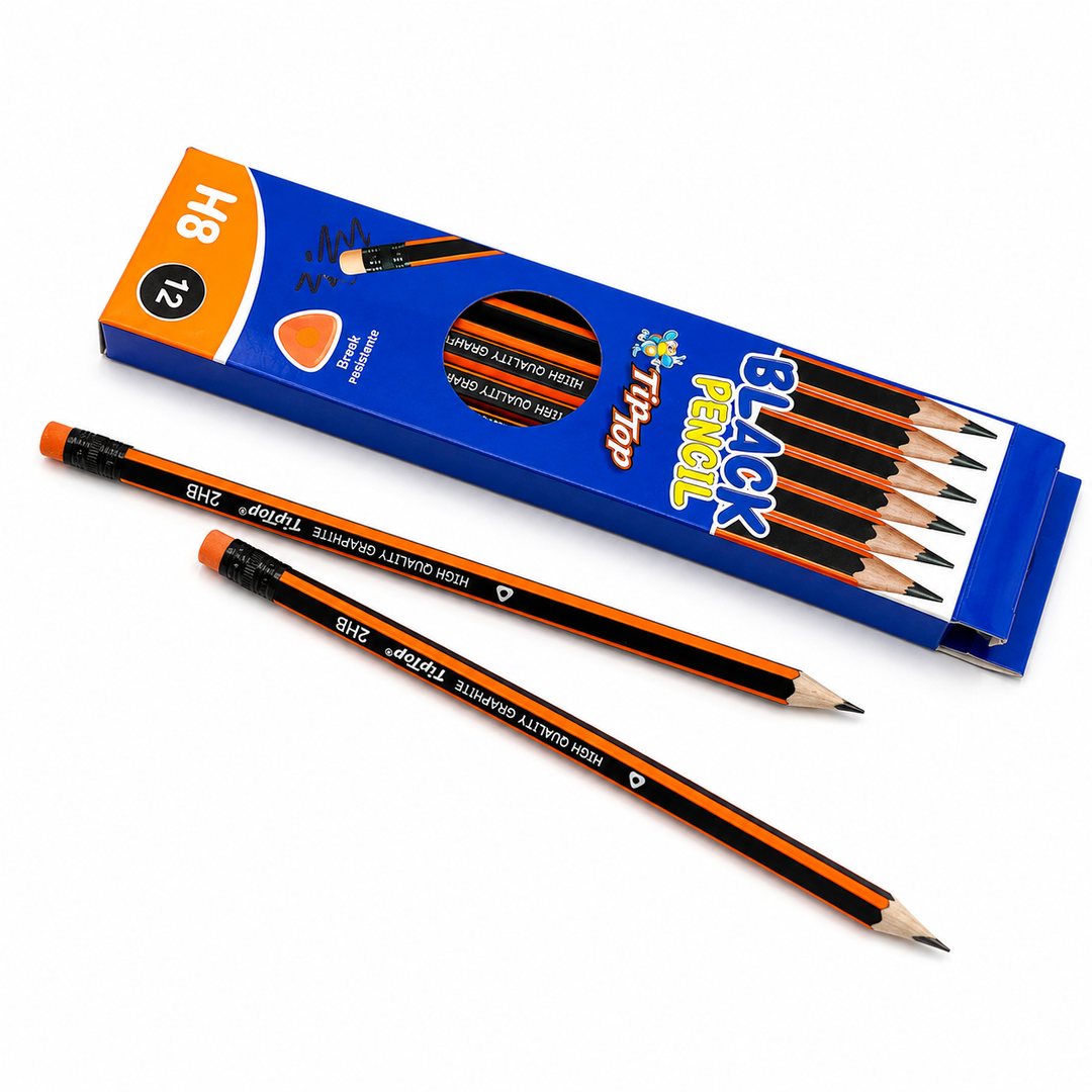 12 PCS HB Graphite Pencils with Eraser Tips, Wooden Writing Pencils for Writing, Drawing, Sketching & Shading, Sharpenable Pencil Set for School, Office, Home, Exams & Everyday Stationery