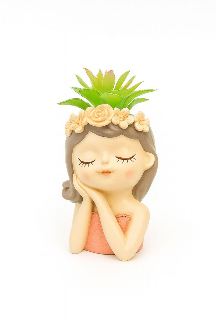 Fairy 3PCS Set Think Sleep Shhh Polyresin Decorative Succulent Planter Cute Fairy Girl Flower Pot Tabletop Vase Pen Pencil Holder Propagator Kit Indoor Outdoor Home Office Desk Decor