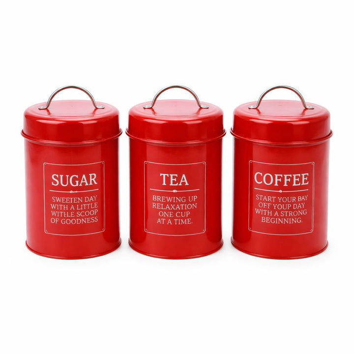 BERAM Metal Tea Coffee Sugar Container Set Airtight Kitchen Storage Jars with Lids for Home and Kitchen Coffee Sugar and Tea Containers Kitchen Storage and Home Improvement Set
