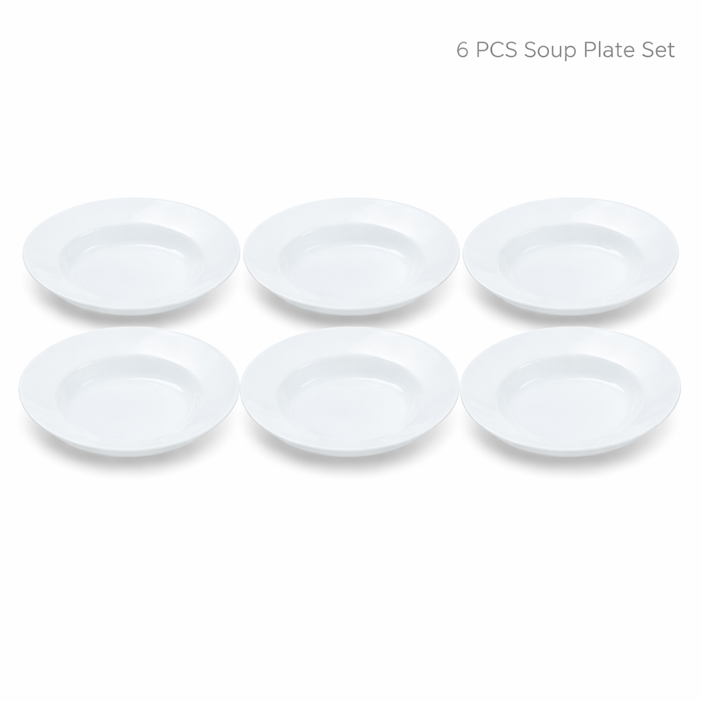 Luminarc White 4 PCS Ceramic Dinner Set  Soup Plate 22cm Dinner Plate 24cm Dessert Plate 19cm Bowl 9.5cm Tableware Set for Home & Restaurant