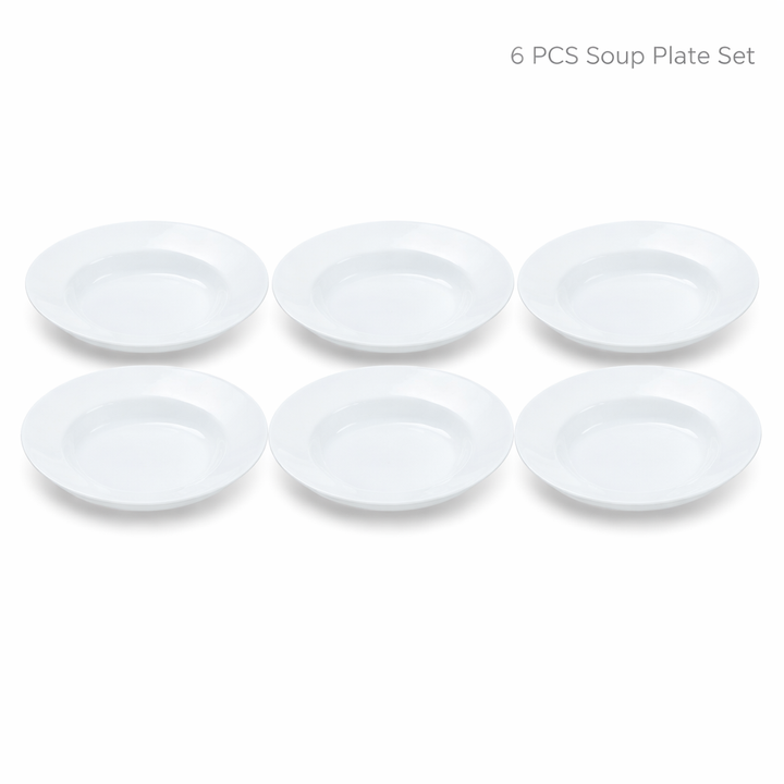 Luminarc White 4 PCS Ceramic Dinner Set  Soup Plate 22cm Dinner Plate 24cm Dessert Plate 19cm Bowl 9.5cm Tableware Set for Home & Restaurant