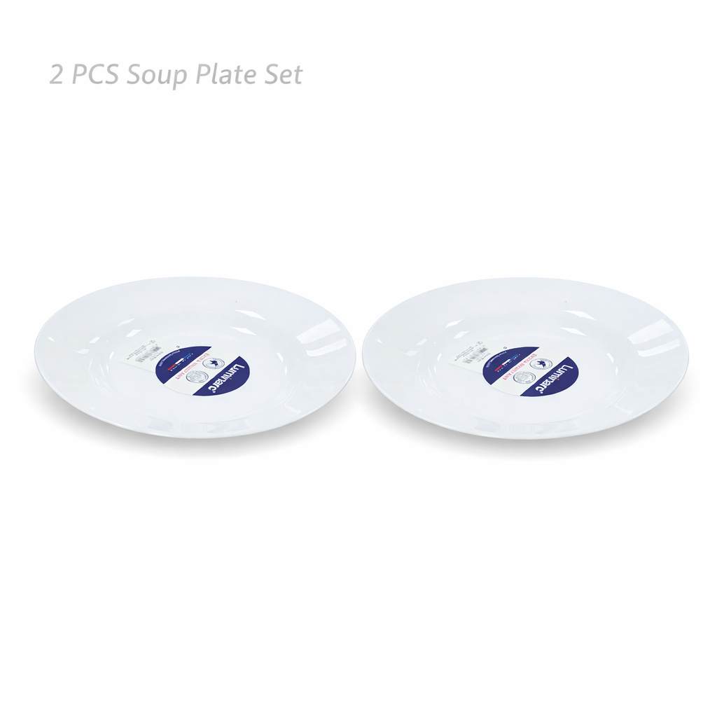 Luminarc White 4 PCS Ceramic Dinner Set  Soup Plate 22cm Dinner Plate 24cm Dessert Plate 19cm Bowl 9.5cm Tableware Set for Home & Restaurant
