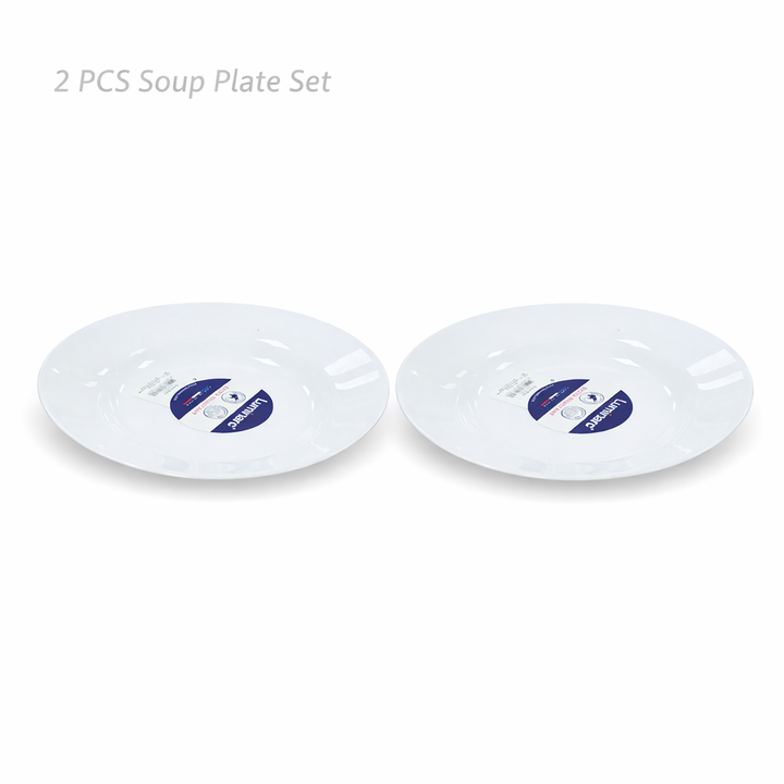 Luminarc White 4 PCS Ceramic Dinner Set  Soup Plate 22cm Dinner Plate 24cm Dessert Plate 19cm Bowl 9.5cm Tableware Set for Home & Restaurant