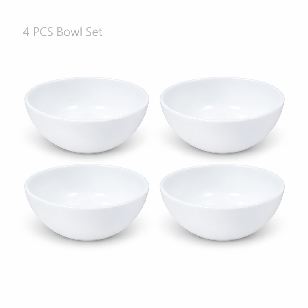 Luminarc White 4 PCS Ceramic Dinner Set  Soup Plate 22cm Dinner Plate 24cm Dessert Plate 19cm Bowl 9.5cm Tableware Set for Home & Restaurant