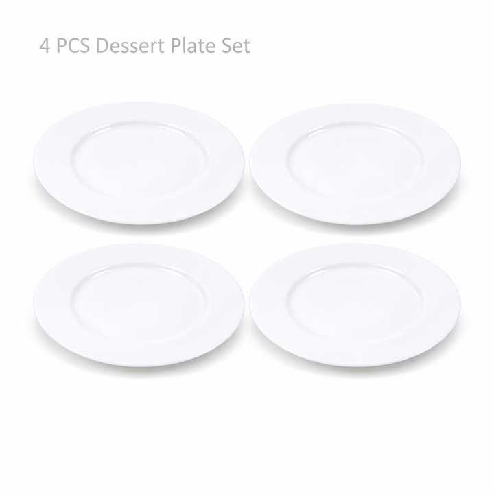 Luminarc White 4 PCS Ceramic Dinner Set  Soup Plate 22cm Dinner Plate 24cm Dessert Plate 19cm Bowl 9.5cm Tableware Set for Home & Restaurant