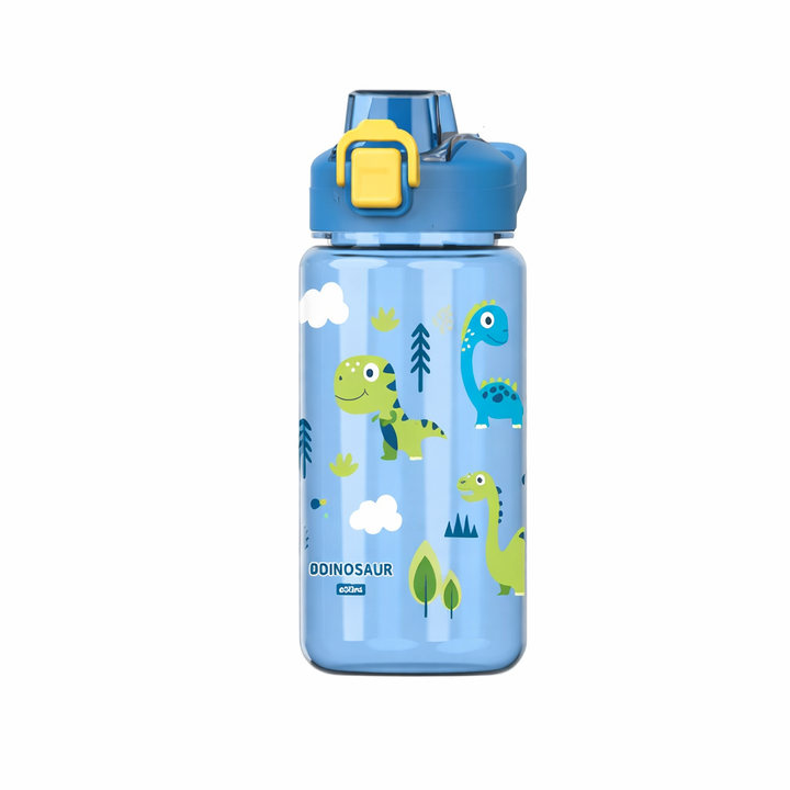Beram Kids Plastic Water Bottle 600ml – BPA Free Leak Proof Drinking Bottle with Flip Lock Lid  Cute Cartoon Design Lightweight School Water Bottle for Boys & Girls