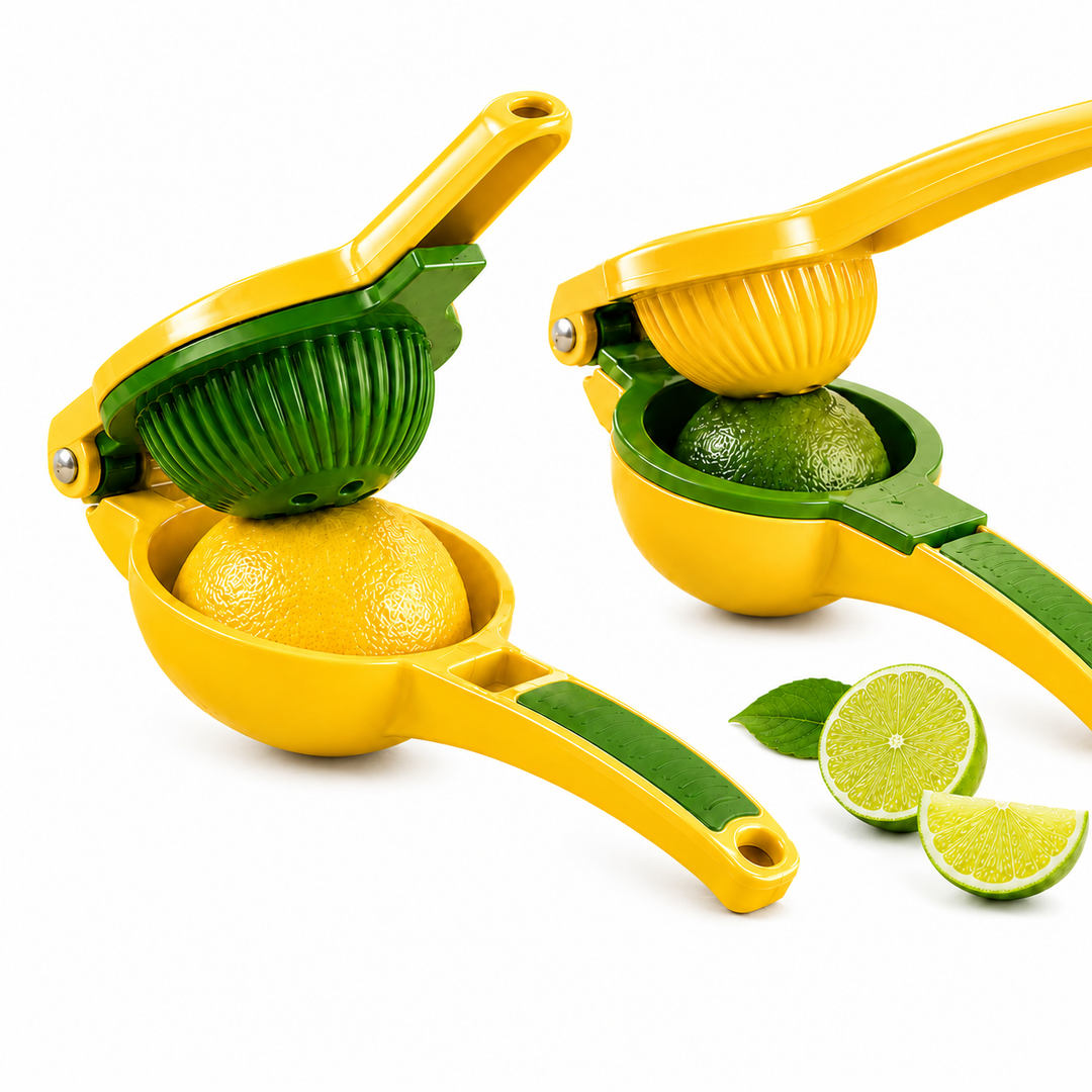 BERAM Lemon Lime Squeezer, 2 in 1, Heavy Duty Metal, Manual Hand Juicer Press for Citrus Fruit, No Pulp or Seeds, Dishwasher Safe, Premium Quality Juicing Kitchen Tool