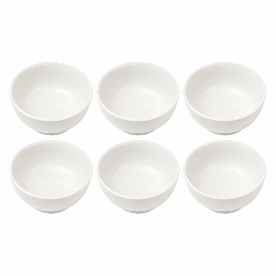 Ceramic Mini Bowl Set 6 Pieces White Microwave & Dishwasher Safe Heat Resistant Ceramic Bowls for Soup Snacks Desserts Dips Ice Cream Serving and Everyday Kitchen Use