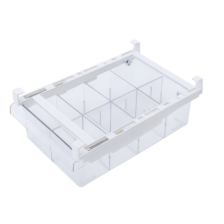 Beram Pull-Out Refrigerator Drawer Extendable Organizer Box Rectangular Fridge Under Shelf Organizer Bin PET ABS Iron Sliding Storage Box for Cheese Deli Meat Drinks Fruits & Vegetables