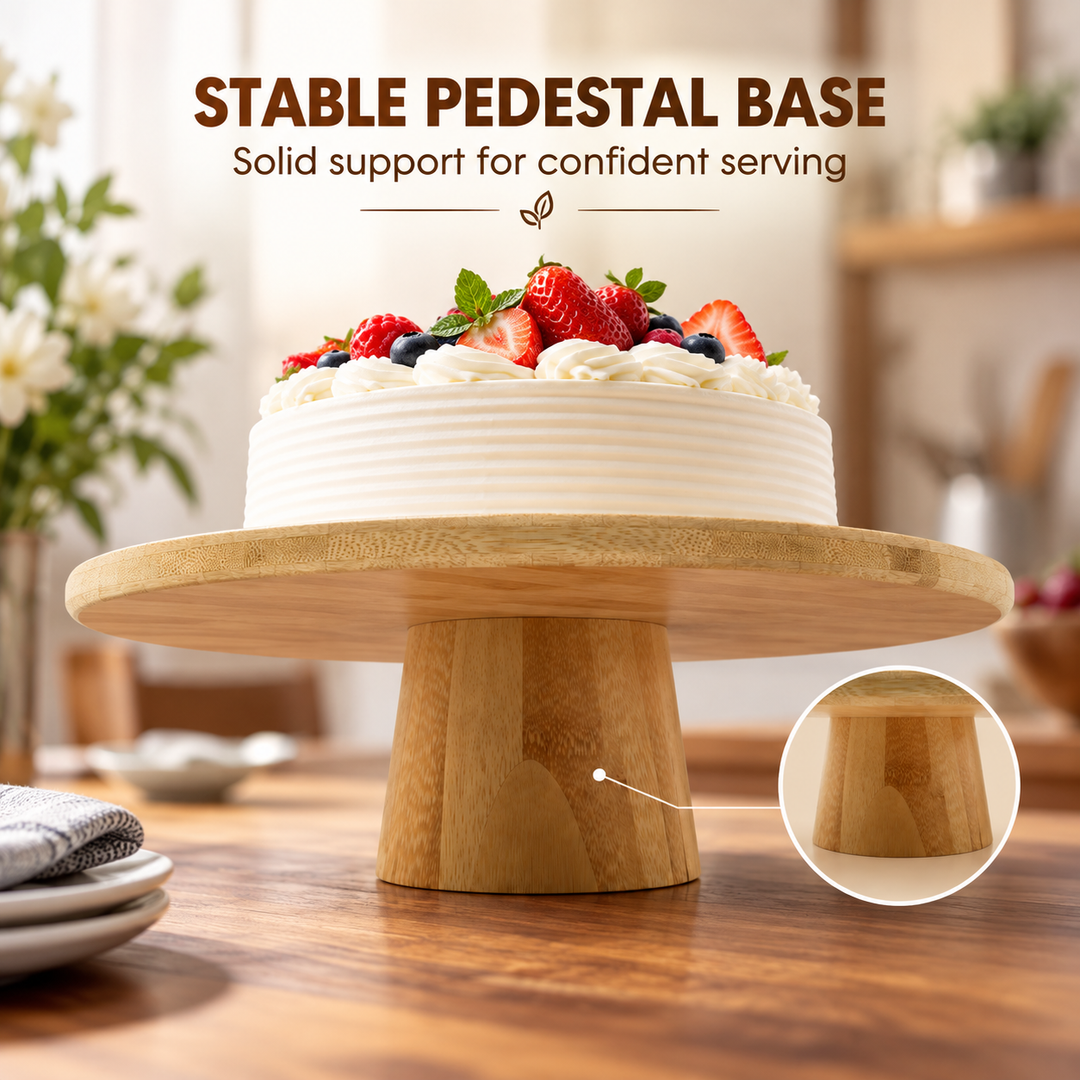 Bamboo Serving Tray 30cm Round, Wooden Serving Platter for Breakfast, Tea, Coffee, Snacks, Desserts & Charcuterie, Round Food Serving Tray for Dining Table, Kitchen, Home & Restaurant