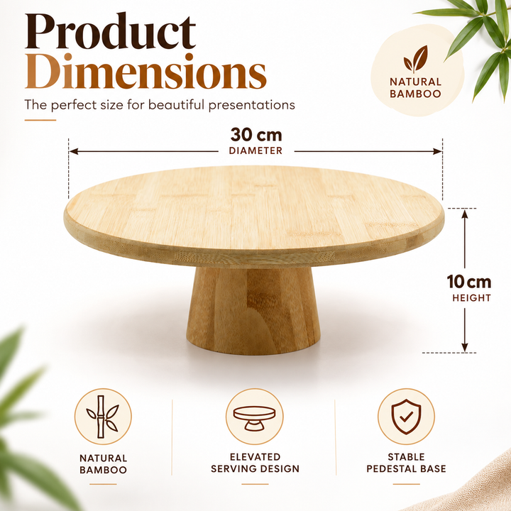 Bamboo Serving Tray 30cm Round, Wooden Serving Platter for Breakfast, Tea, Coffee, Snacks, Desserts & Charcuterie, Round Food Serving Tray for Dining Table, Kitchen, Home & Restaurant