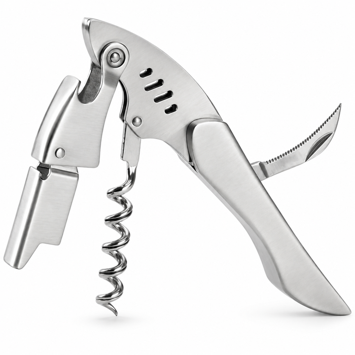 BERAM Multifunctional Waiter’s Corkscrew – Stainless Steel Wine Bottle Opener with Foil Cutter, Portable & Durable Wine Key for Bartenders, Restaurants, and Camping