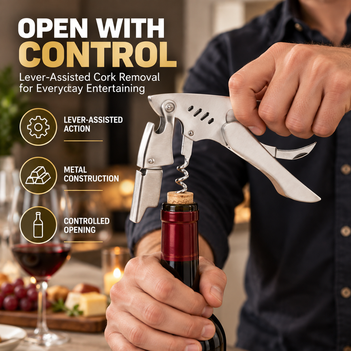 BERAM Multifunctional Waiter’s Corkscrew – Stainless Steel Wine Bottle Opener with Foil Cutter, Portable & Durable Wine Key for Bartenders, Restaurants, and Camping