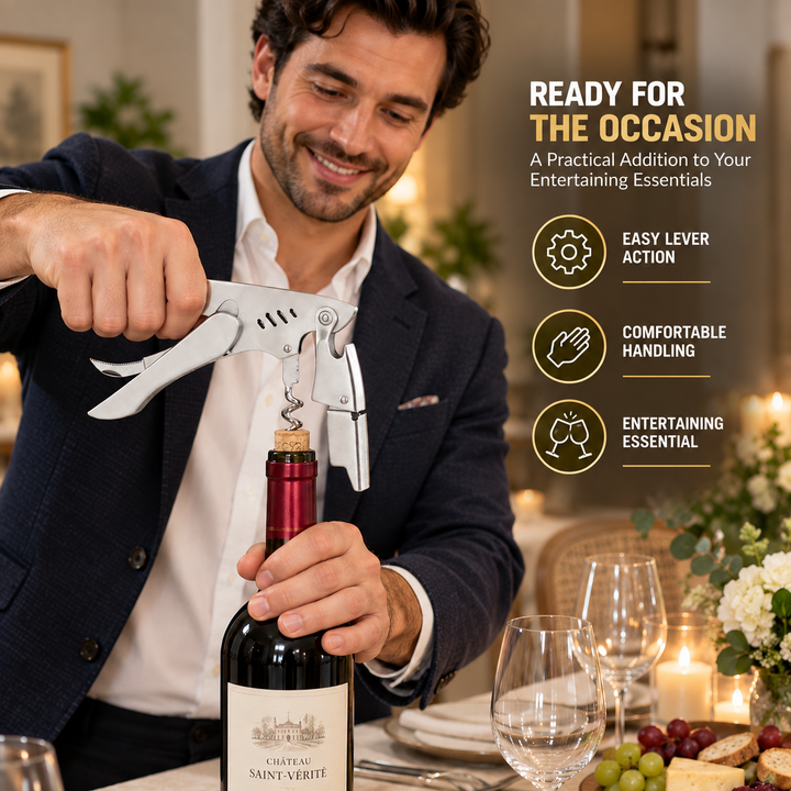 BERAM Multifunctional Waiter’s Corkscrew – Stainless Steel Wine Bottle Opener with Foil Cutter, Portable & Durable Wine Key for Bartenders, Restaurants, and Camping