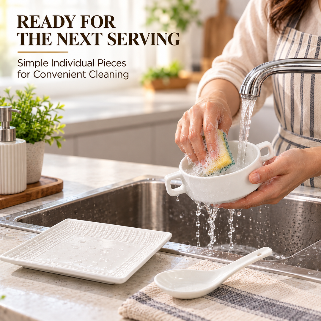 White Ceramic Soup Cup with Double Handles, Saucer & Spoon, Handled Soup Bowl Set for Soup, Desserts, Snacks & Hot Food Serving