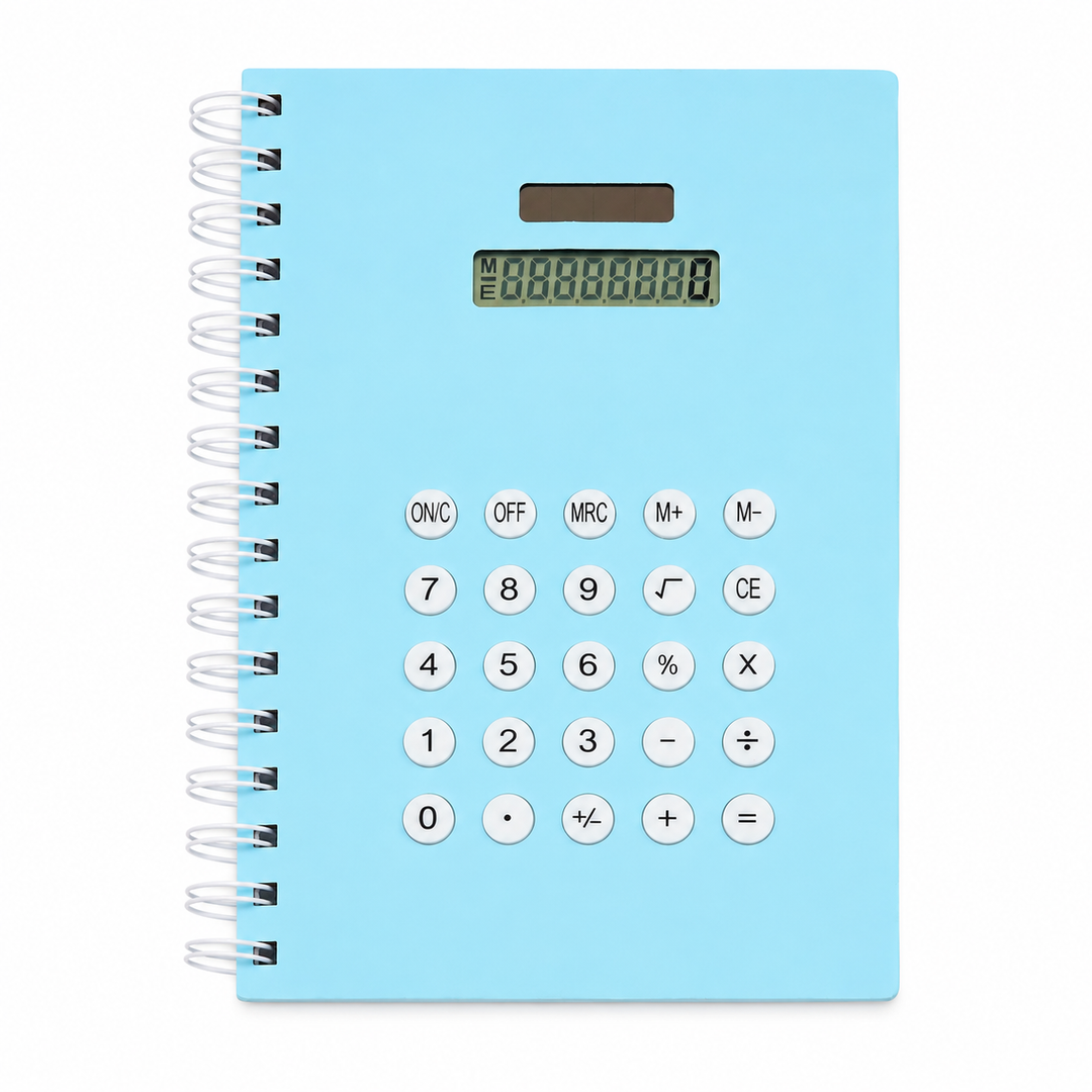 Calculator Spiral Notebook, Ruled Writing Notebook with Built-In Calculator, Spiral Bound Notebook for School, Office, Study, Notes, Journaling and Everyday Writing