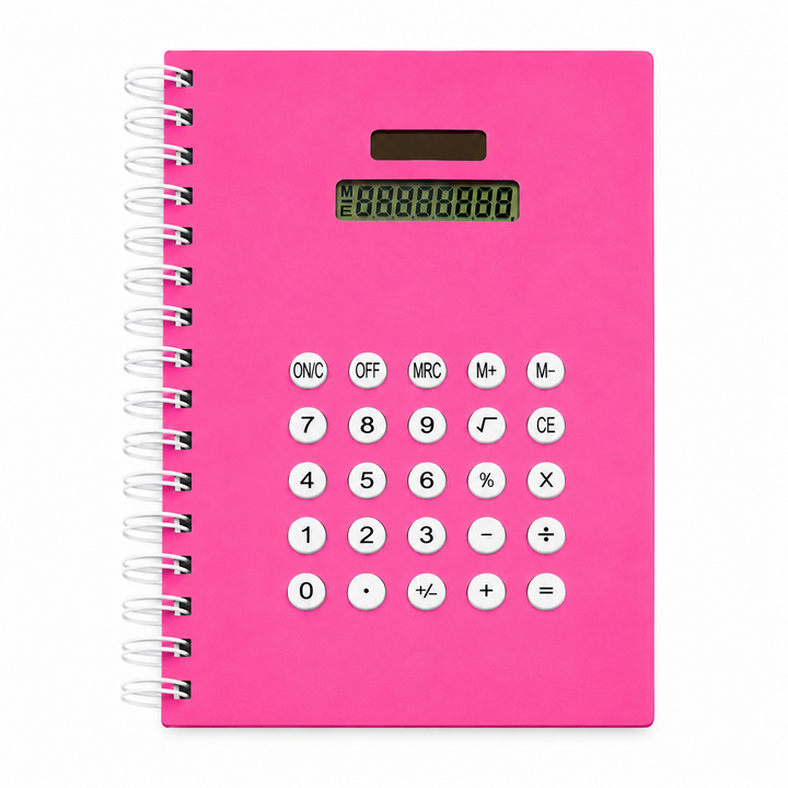 Calculator Spiral Notebook, Ruled Writing Notebook with Built-In Calculator, Spiral Bound Notebook for School, Office, Study, Notes, Journaling and Everyday Writing