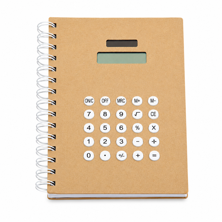 Calculator Spiral Notebook, Ruled Writing Notebook with Built-In Calculator, Spiral Bound Notebook for School, Office, Study, Notes, Journaling and Everyday Writing